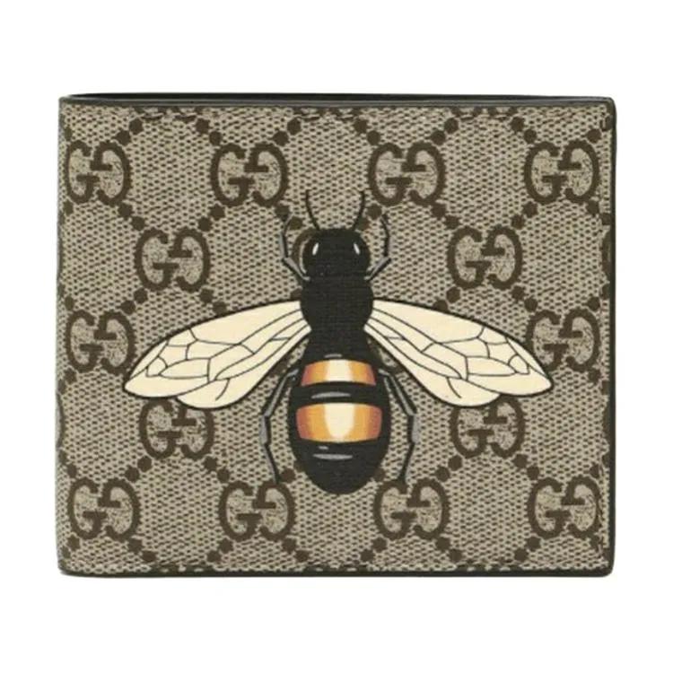 GUCCI Canvas Leather Wallet Men`s Ebony