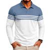 Men's Long Sleeve Polo Shirt with Striped Design, Casual and Versatile for Daily Wear.