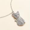 1pc Exquisite Cute And Fashionable Silvery Cat Pendant Necklace, Inlaid With Imitation Zircon Necklace For Girls, Holiday Birthday Party Gifts