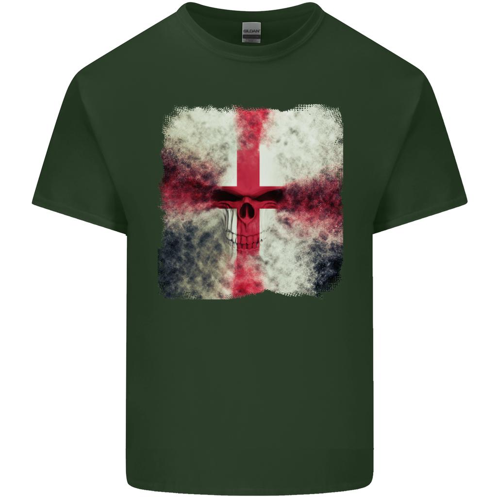Dissolving England Flag St Georges Skull Unisexs Light Cotton Tshirt