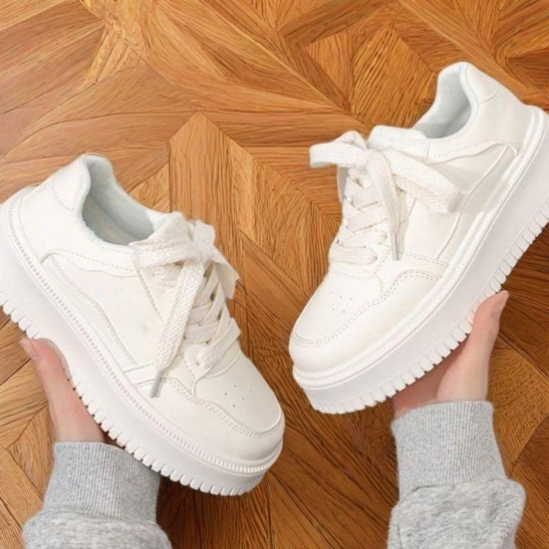 Women's New Little White Shoes Thick-soled Versatile Board Shoes Soft-soled Heightening Casual Sports Shoes Board Shoes Thick-soled Little White Shoes