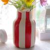 Nordic Ins Black and Red Striped Ceramic Vase Ornament Bedroom Dining Table Flower Arrangement Container Wedding Vase Decoration
