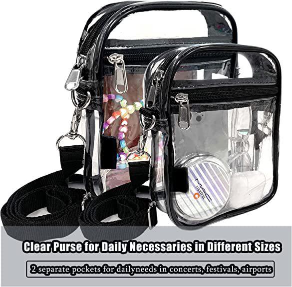 Adjustable PVC Transparent Crossbody Bag with Zipper for Concerts and Sports