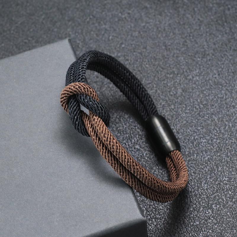 Noter New Colorblock Cord Chain Bracelet Men Stainless Steel Magentic Clasp Yellow Blue Braclet Ukraine Symbol Erkek Bileklik