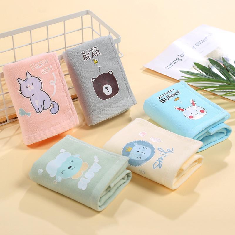 1Pc 25x50cm Cartoon Animal Printed Gauze Cotton Children Wash Face Wipe Hand Towel Bathroom Tool