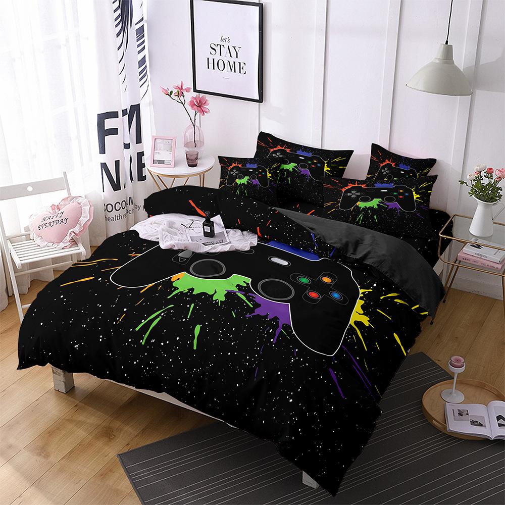 Gamepad Three-Piece Mobile Game Elements 3D Digital Printing Quilt Cover Bedding Four-Piece Set