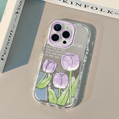 Puff Mirror Tulip for Apple 16 Promax Mobile Phone Case for IPhone 15 All Inclusive 14/13 Couple