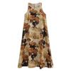 Real Summer New Literary Loose Cotton and Linen Printing Round Neck Sleeveless Dress Women's Medium and Long
