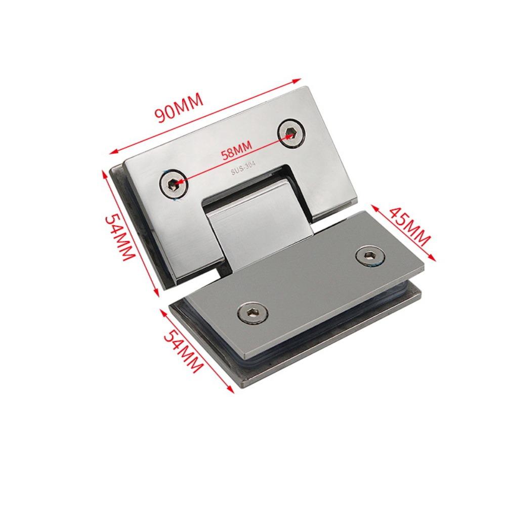 Stainless Steel Glass Door Hinge Silver Flat Fixtures Professional Bathroom Clip  Shower Room