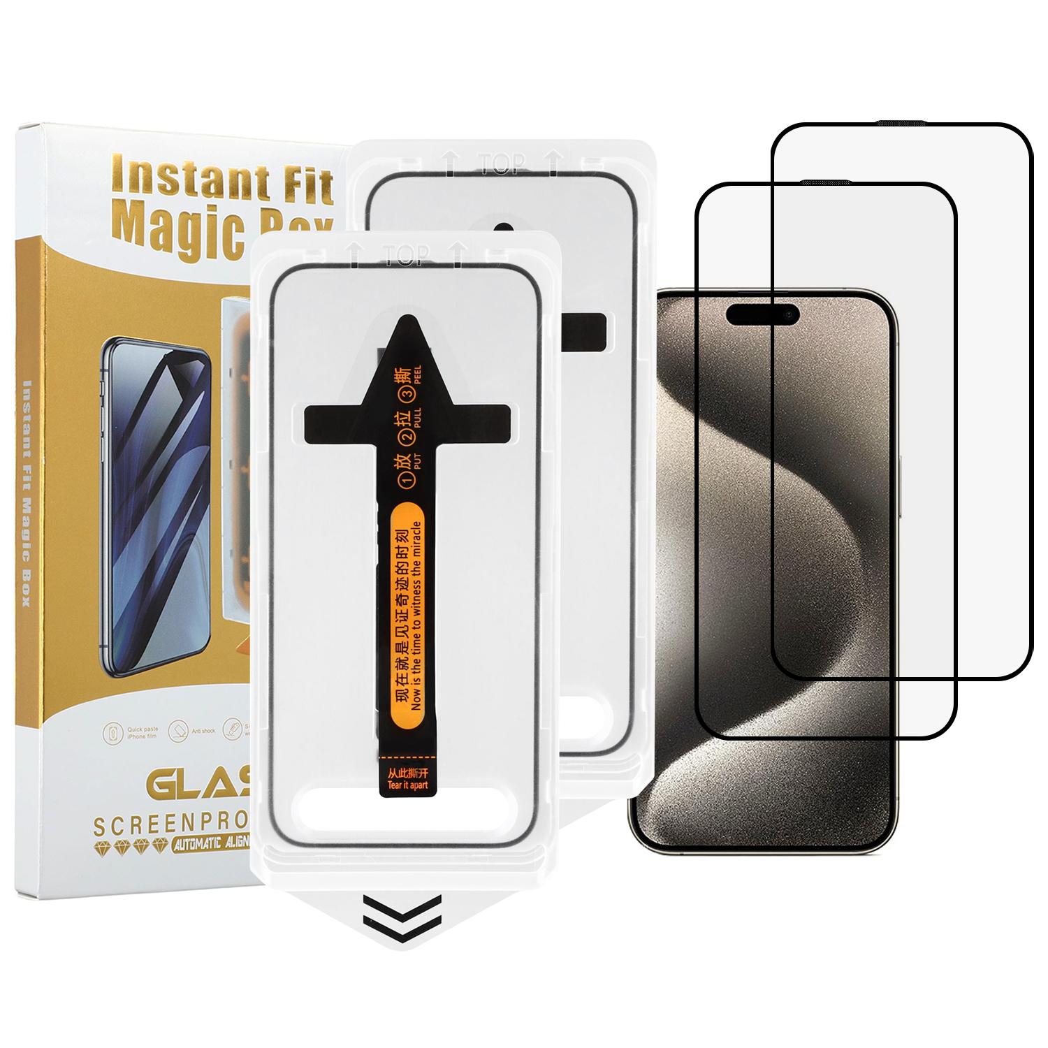 

2Pcs For iPhone 15 Screen Protector HD Clear High Aluminium Silicon Glass Film with Dust Removal Tool Type A