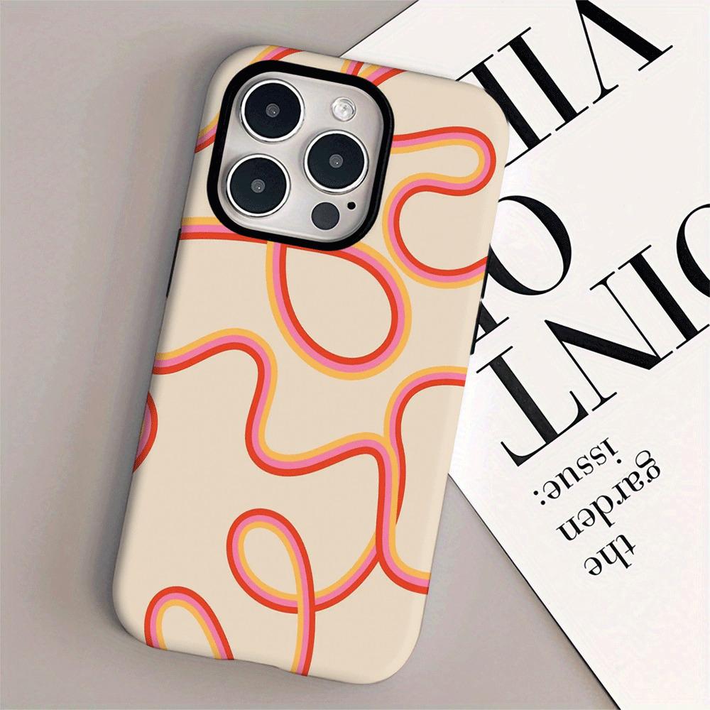 Yellow wave pattern 2-in-1 phone case suitable for iPhone 17 16 15 14 13 12 11 Pro/Max/Plus anti drop and shockproof back cover