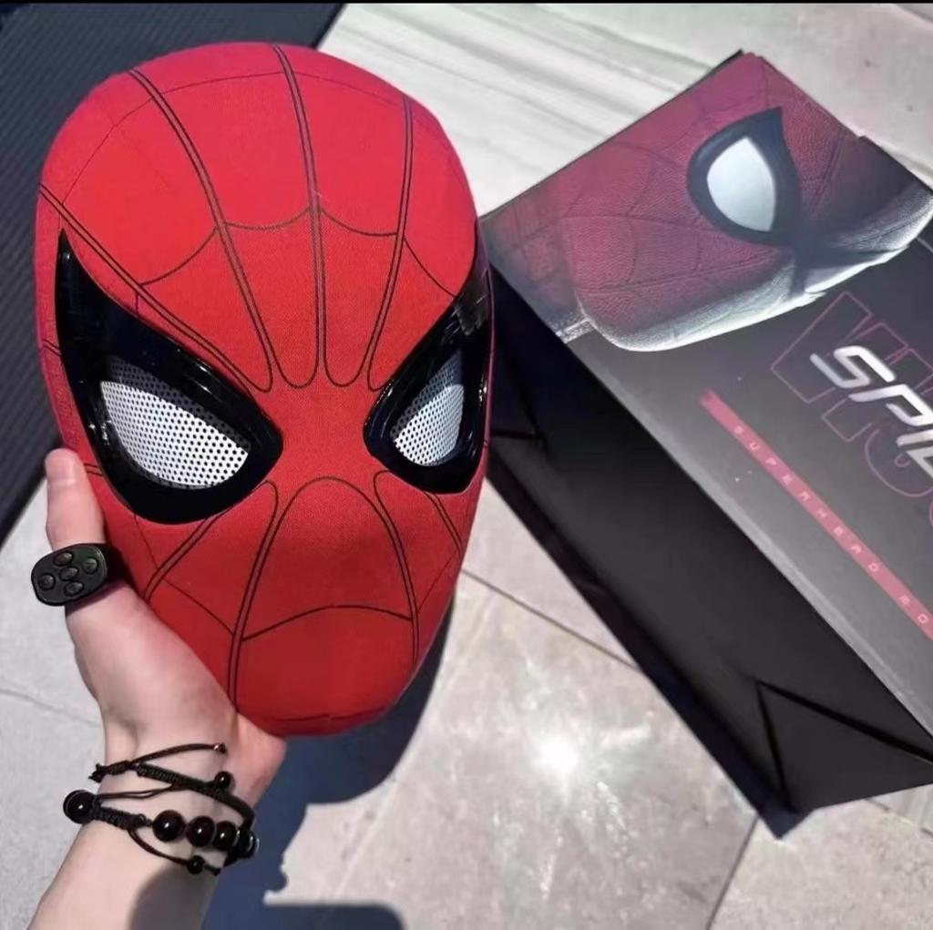 Popular Breathable Spider Man Headset With Chin Operable Blink Touch Glowing Mask Miles Halloween Cosplay Boys Headgear Toy