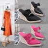 2025 Summer Shoes Women Platform High Heels Sandals Brand Ladies Wedges Sandals Pointed Toe Black Pink Yellow Big Size 42 A43540