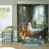 Waterproof Ghost Theme Shower Curtain With Artistic Floral Pattern With Hooks, Polyester, Suitable For Home And Hotel Bathrooms