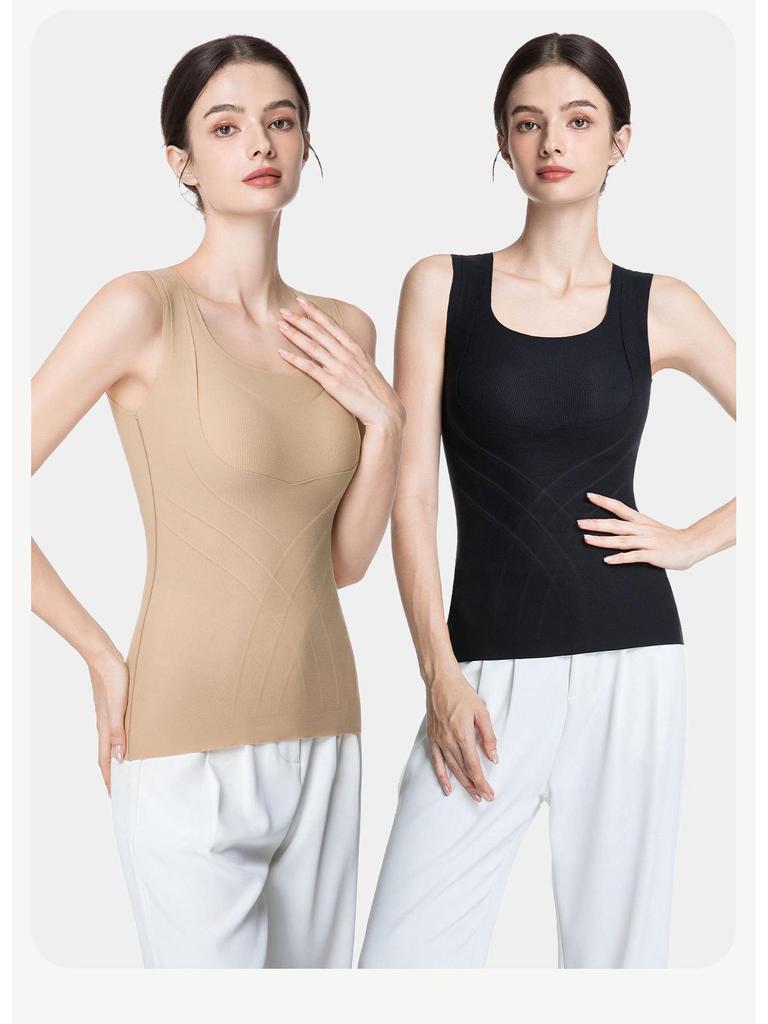 Women's Lifting Warm Vest: Slim Fit Sleeveless Base Layer with Heating, Chest Pads, and Abdomen Support for Autumn and Winter