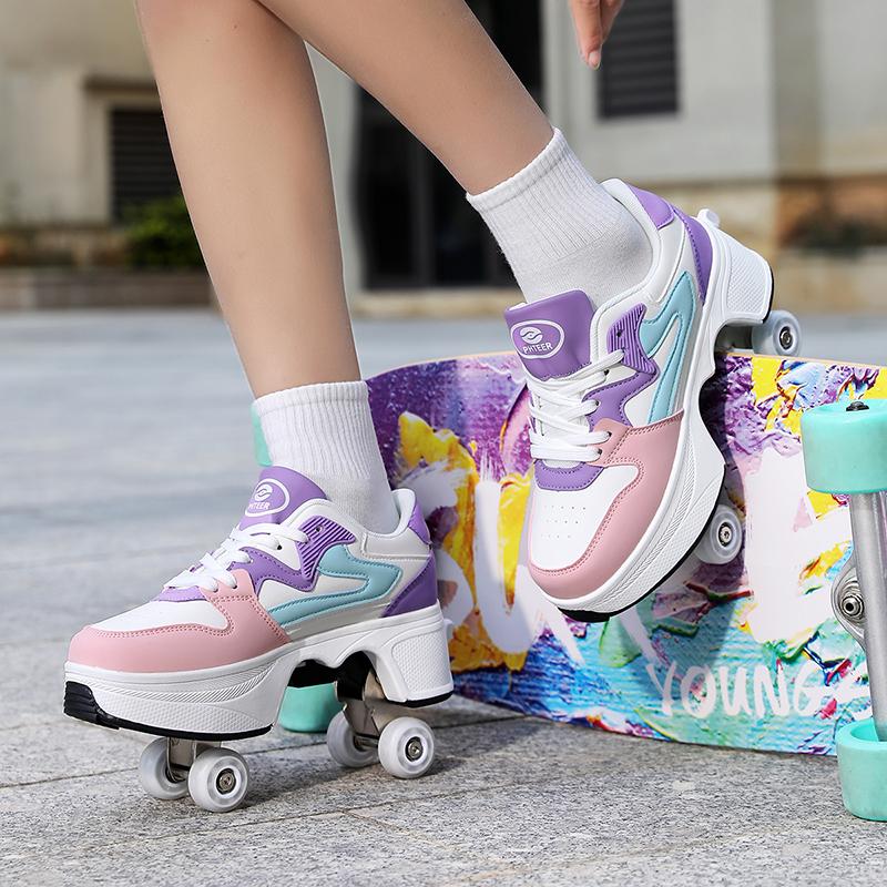 Scarpe da Ginnastica con Ruote Bambino / Bambina Scarpe con Ruote Deformabili Scarpe Pattini a Rotelle Scarpa da Skate Bambina Scarpe da Skate Bambino