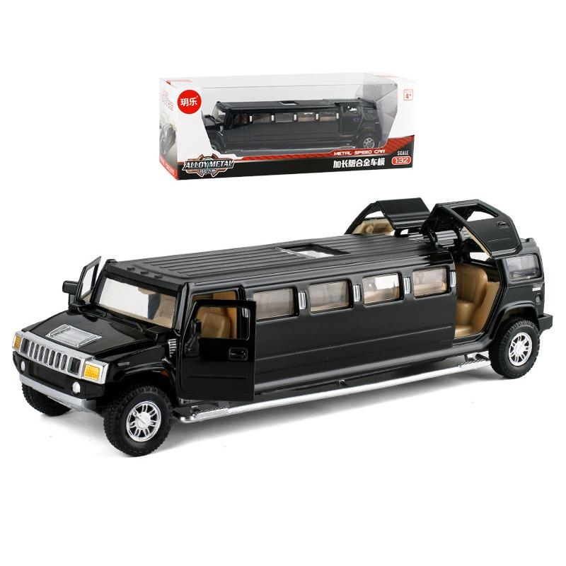 

1/32 сплав Hummer H2 удлиненный лимузин металлическая литая модель автомобиля звук и свет инерционный детский игрушечный транспорт подарок чёрный