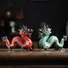 Chinese Porcelain Dragon Statue Handmade Ceramics Totem Animal Sculpture Ancient Legend Totem Craft Deco