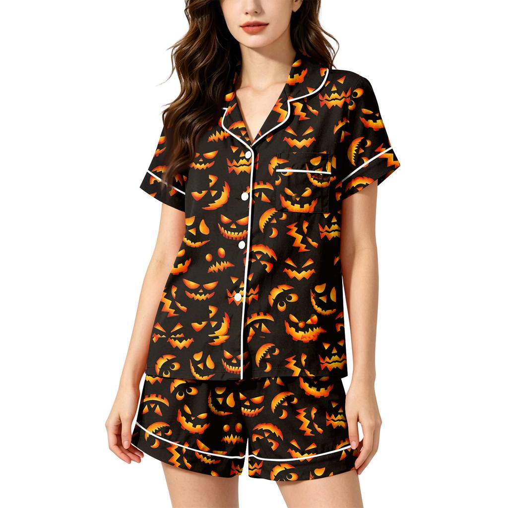 Women's 2-Piece Pajama Set with Short Sleeve Top and Shorts Soft Casual Loungewear for Holiday Sleepwear