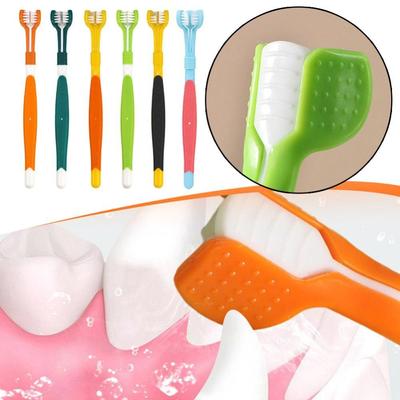 Small Dog Soft Bristle Toothbrush Pet Three-head Toothbrush Nylon Pet Toothbrush