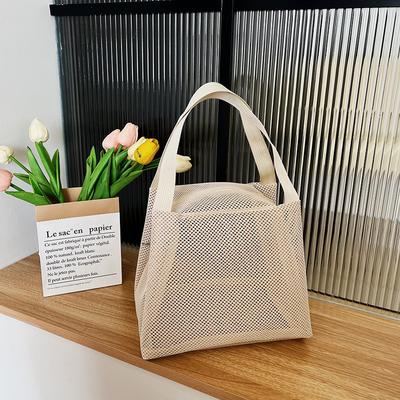 Netztasche mit großem Fassungsvermögen mit Griff Reise-Kulturbeutel Make-up-Tasche Tragbare Strandtasche Kosmetik-Reißverschlusstasche