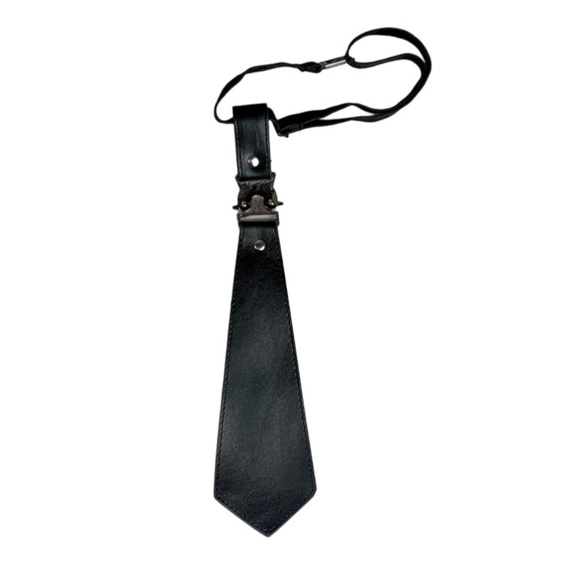 

Pre Tied No Tie Necktie Friendly Metal And PU Leather Quick Release Adjustable Uniform Ties For Prom Or Casual Wear 1 чёрный