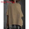 T-shirt Artigianale in Misto Cotone e Lino con Design a Patchwork per Donna Casual