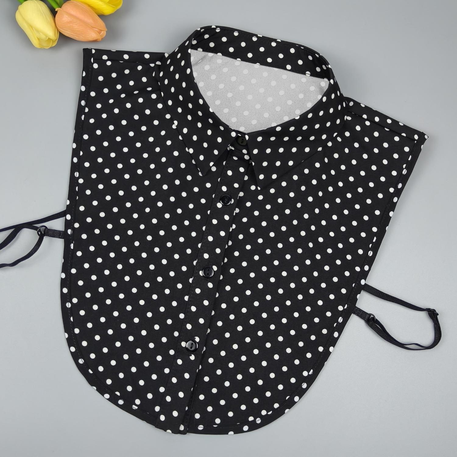 

Накладной воротник в горошек для рубашек. Его можно использовать в качестве декоративного элемента для рубашек, свитеров и толстовок весной, летом,