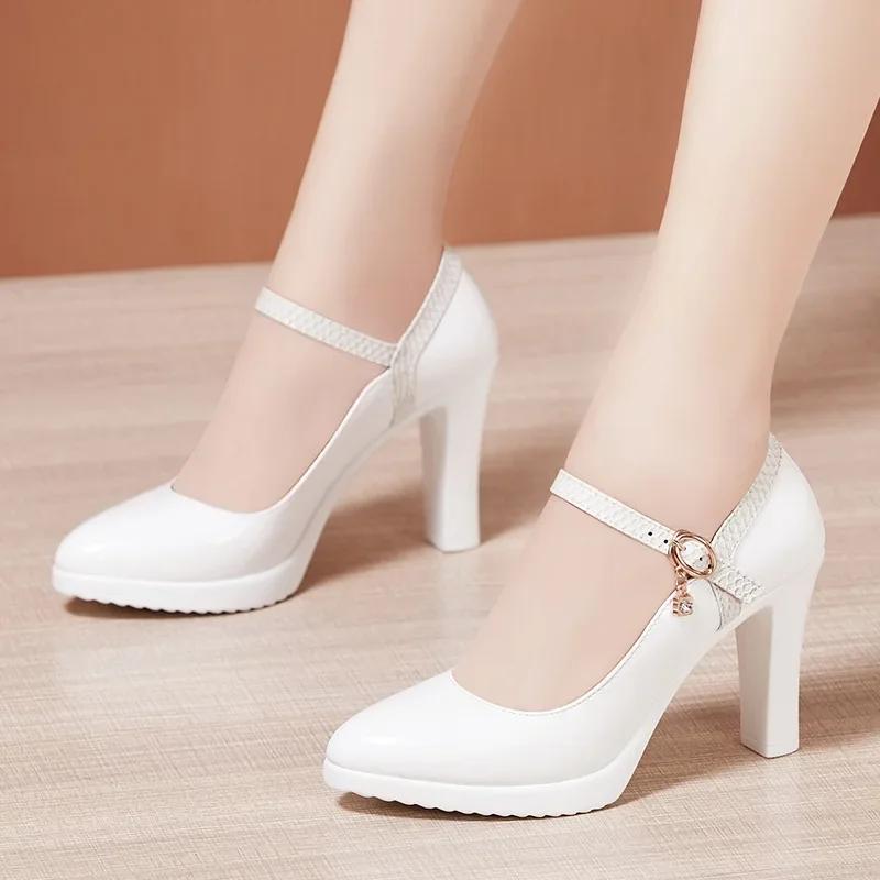 8 10 13cm Small Size 32-43 Elegant Thick Bottom Platform Pumps Women 2025 Fall Block High Heels Shoes Dress Model Office Party