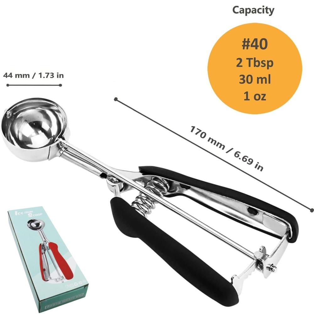 Stainless Steel Ice Cream Scoop For Baking Cookie Scoop, Trigger Release, Cookie Dough Scoop, Anti-Slip Spring-Trip Kitchen Tool