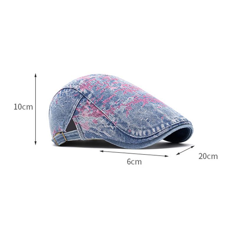 Denim Beret Women's Retro British Peaked Cap Men Print Forward Cap