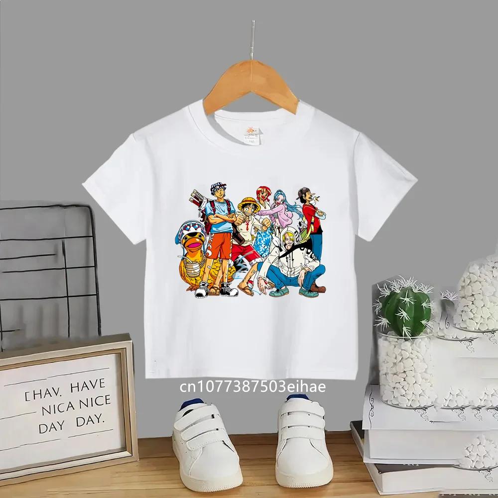 Anime One Piece Monkey D Luffy Printed Cotton Tshirt Summer Boy and Girl Clothing Fashion Casual Street Tshirt Fan Gifts 100