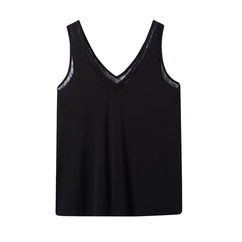 

Plus Slim-Fit Thin and Breathable I-Shaped Lace Vest Black US00