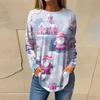 Tee Shirts For Women Casual Round Neck Long Sleeve Shirts Christmas Printing Top Pullover