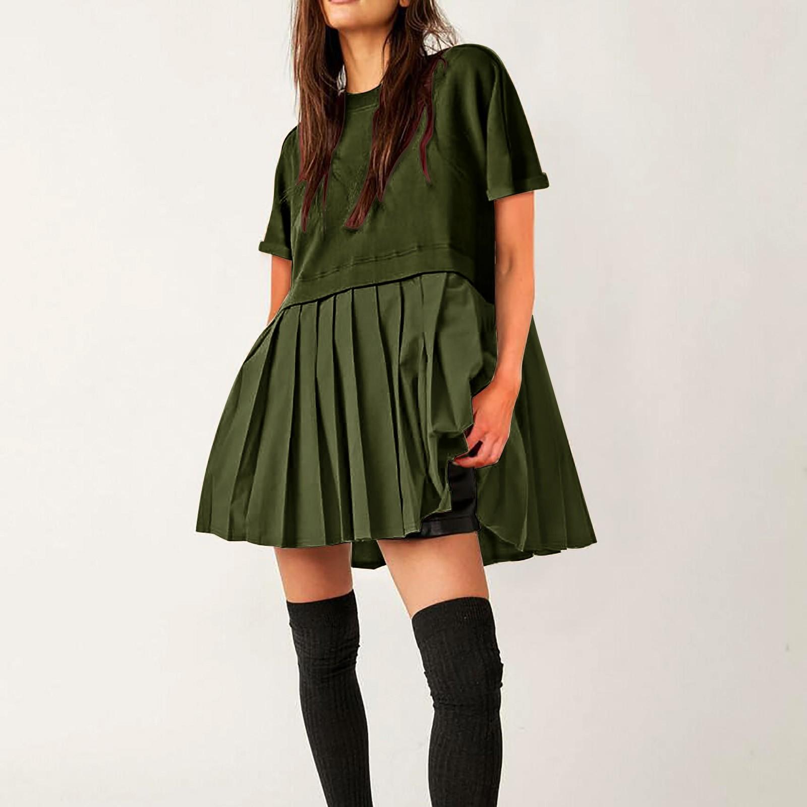 Женское милое плиссированное платье в стиле пэчворк — фото 5