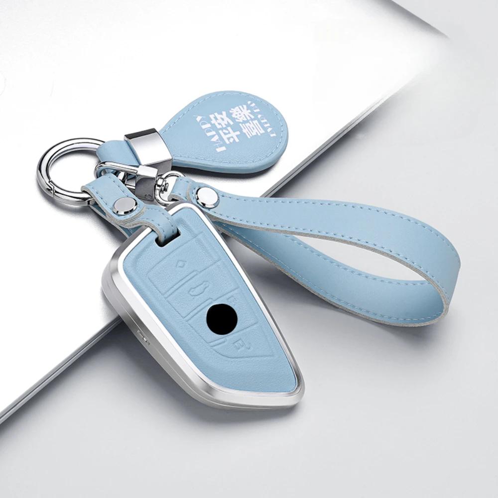 Alloy Leather Car Key Case Cover Shell Protector For Bmw X1 X3 X4 X5 F15 X6 F16 G30 7 Series G11 F48 F39 530 520 525 F30 G38