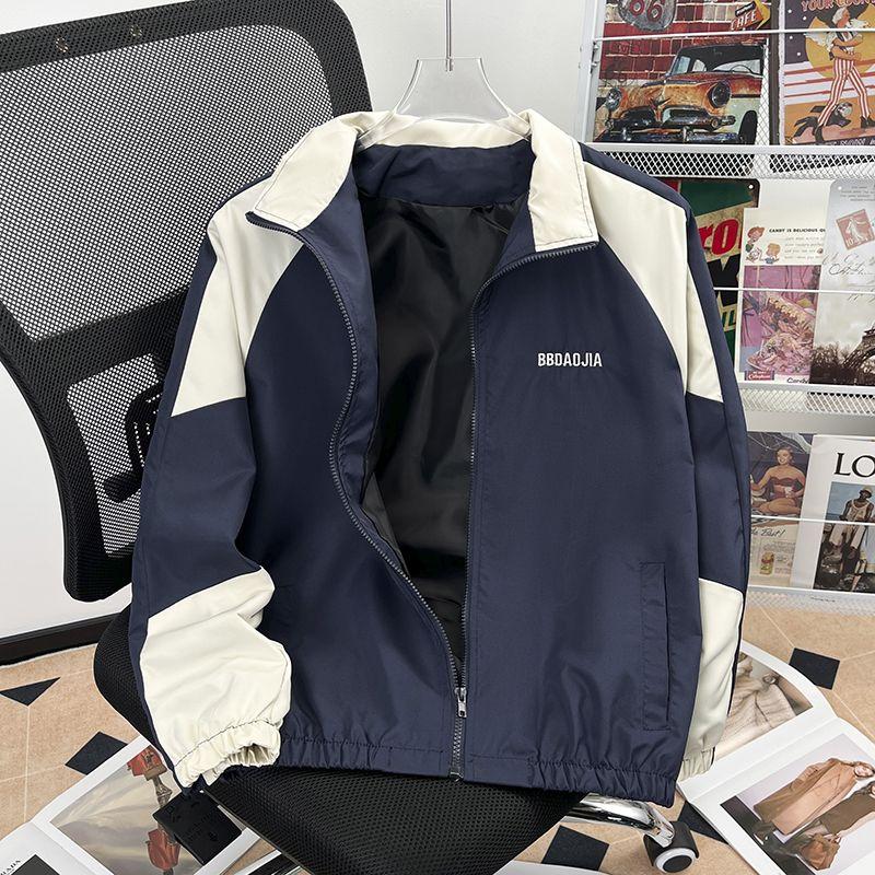

Куртка в стиле хип-хоп для студентов, мужская, уличная, в стиле пэчворк, черная, ветровка, пальто, женская, весна-осень, тонкая, модная, студенческая куртка XS темно-синий