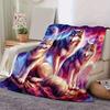 1pc Wolf Printing Lightweight Flannel Blanket, Comfortable and Warm Blanket, for Camping Sofa Bed and Couch Office, Gift