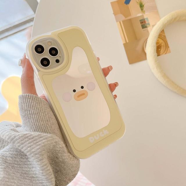 

Желтая утка смайлик мультфильм зеркало милый счастливый противоударный круглый чехол для телефона для Iphone 7 8 Plus X Xr 11 12 Pro Max Xsmax 13 Promax For iphone 13pro