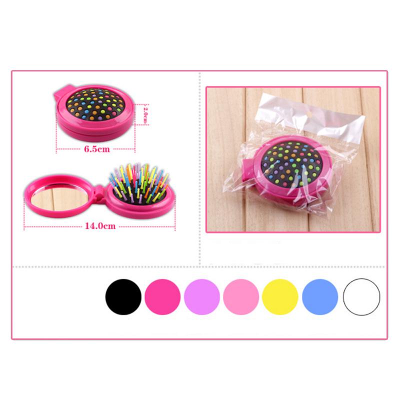 Mini přenosný skládací masážní hřeben Airbag Masážní kulaté duhové zrcátko Antistatický hřeben