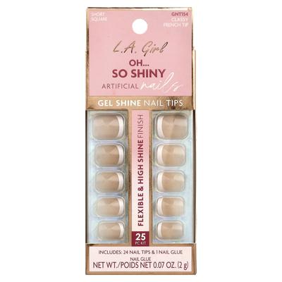 Unghie Finte Super Lucide, Punte per Unghie Effetto Gel, GNT154 French Classiche, Kit da 25 Pezzi