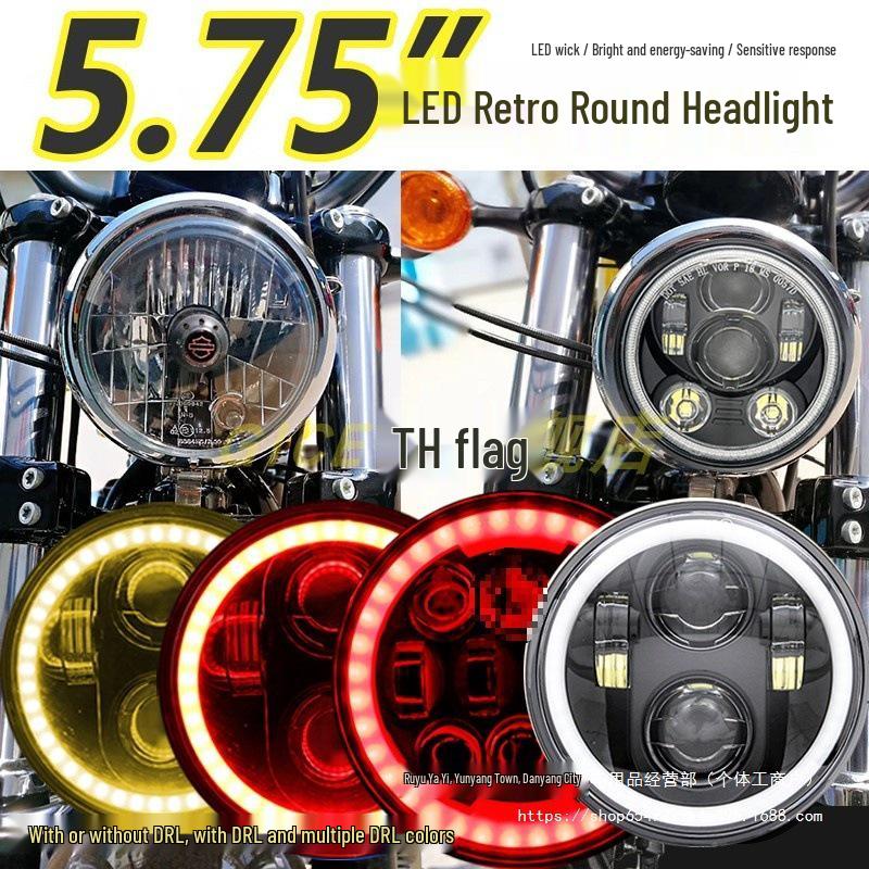 5.75" LED Headlight for Harley X48, XL883R/L 750, Dyna, Benelli 400 Motorcycles & Scooters - Off-road Compatible