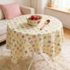 Yousheng Tablecloth Seasonal Summer Watercolor Flower Print Round Spill Resistant Wrinkle Resistant Table Cover Home Decor
