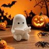 Halloween Desk Decorations 3D Printed Ghost Figurine, Cute Spooky Resin Statue, Funny Desktop Tray Decorative for Scenes Decor, Tabletop Centerpiece