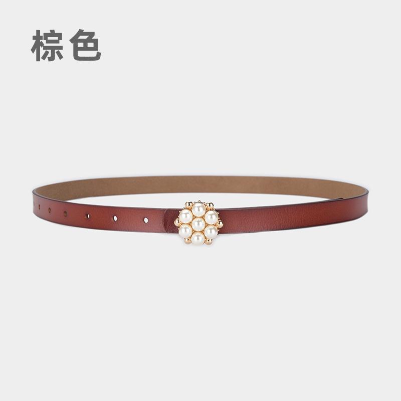 Fine Belt Retro Pearl Decorative Ladies Fine Belt With Windbreaker Dress Waist Seal Waist Jewelry