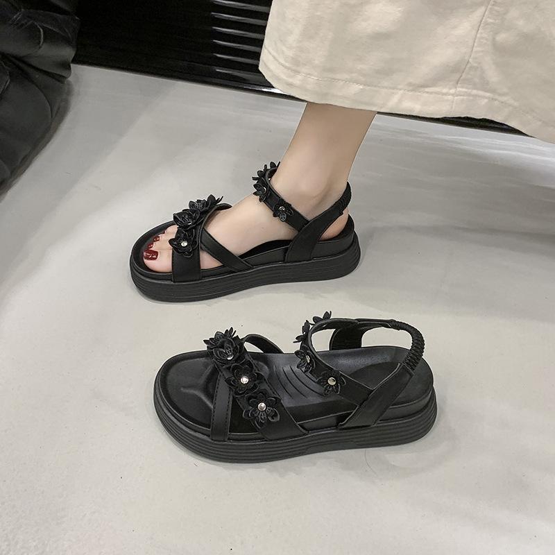 Thick-soled Heightening Sandals Women's 2025 New Summer Wear with Skirt Fairy Wind Beach Shoes Super Fire Roman Shoes
