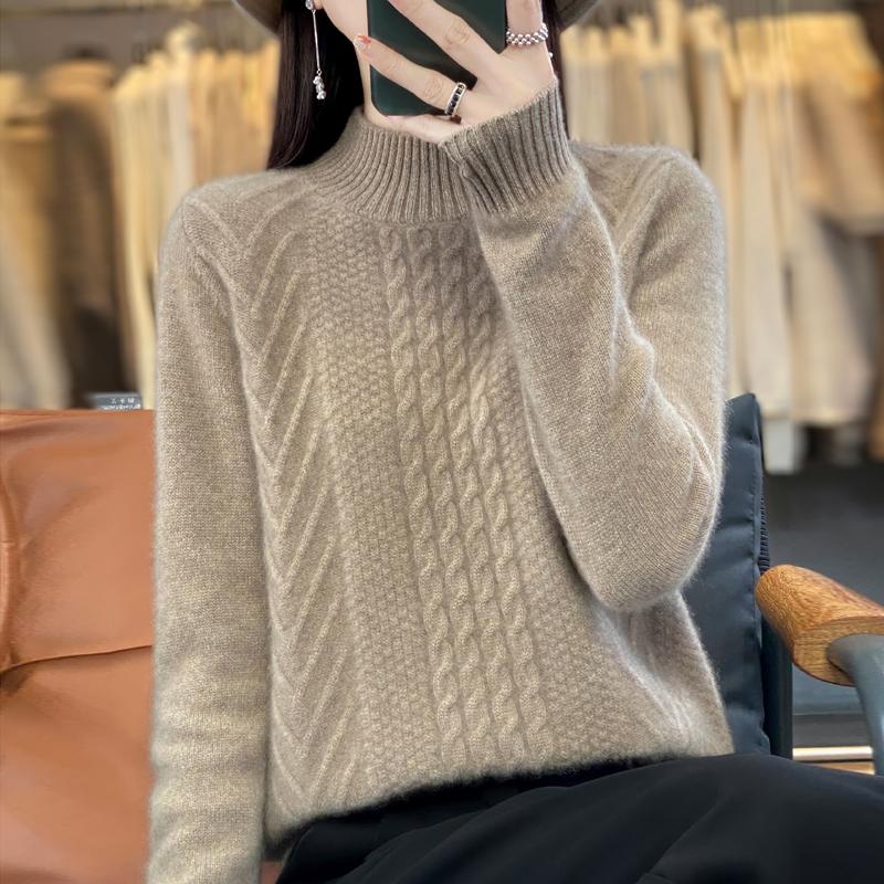 Damen Kaschmirpullover Qinghe Kaschmir 30% Kaschmir 70% Wolle warm und modisch Allrounder Herbst und Winter