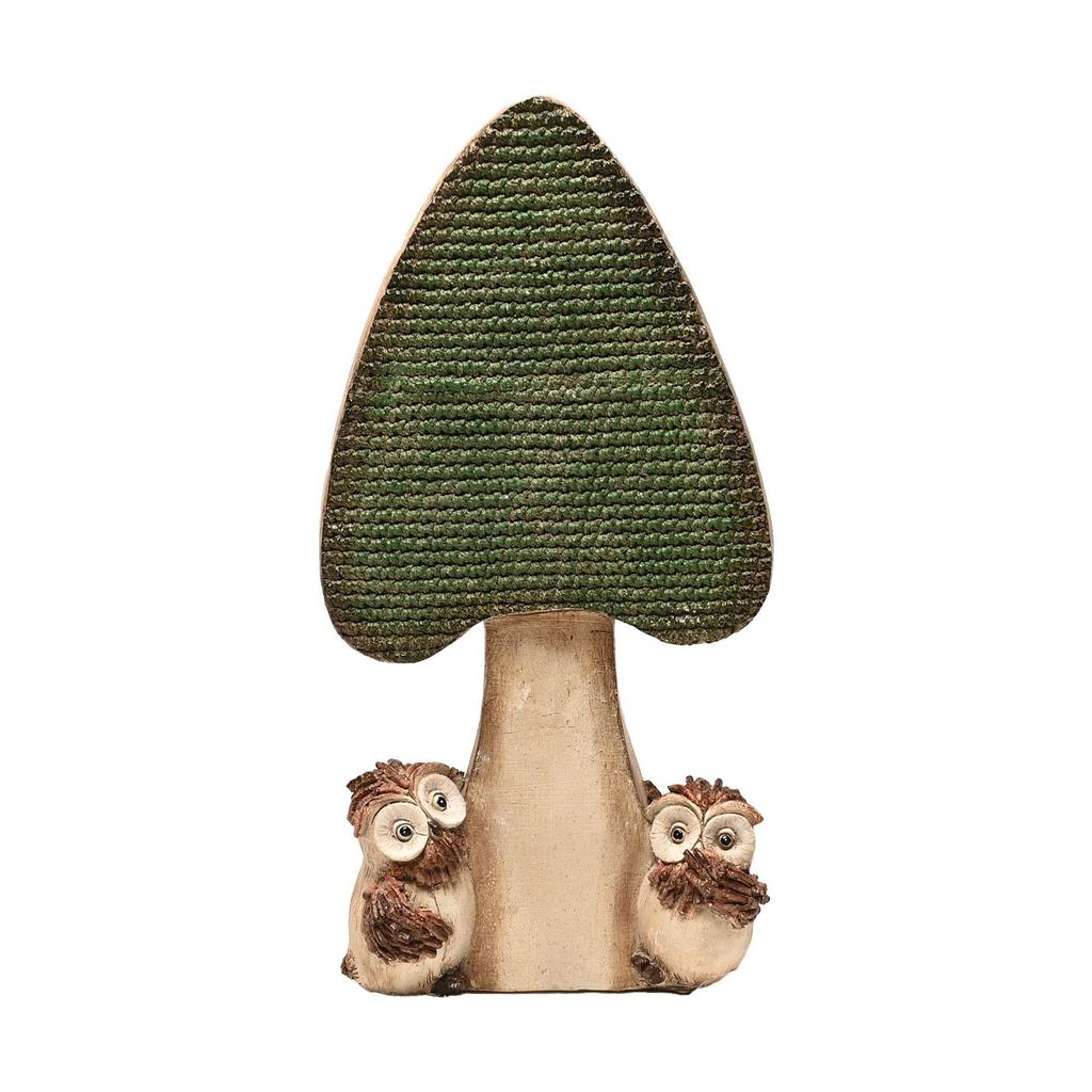 Country Living 2 Owls with a Mushroom Ornament