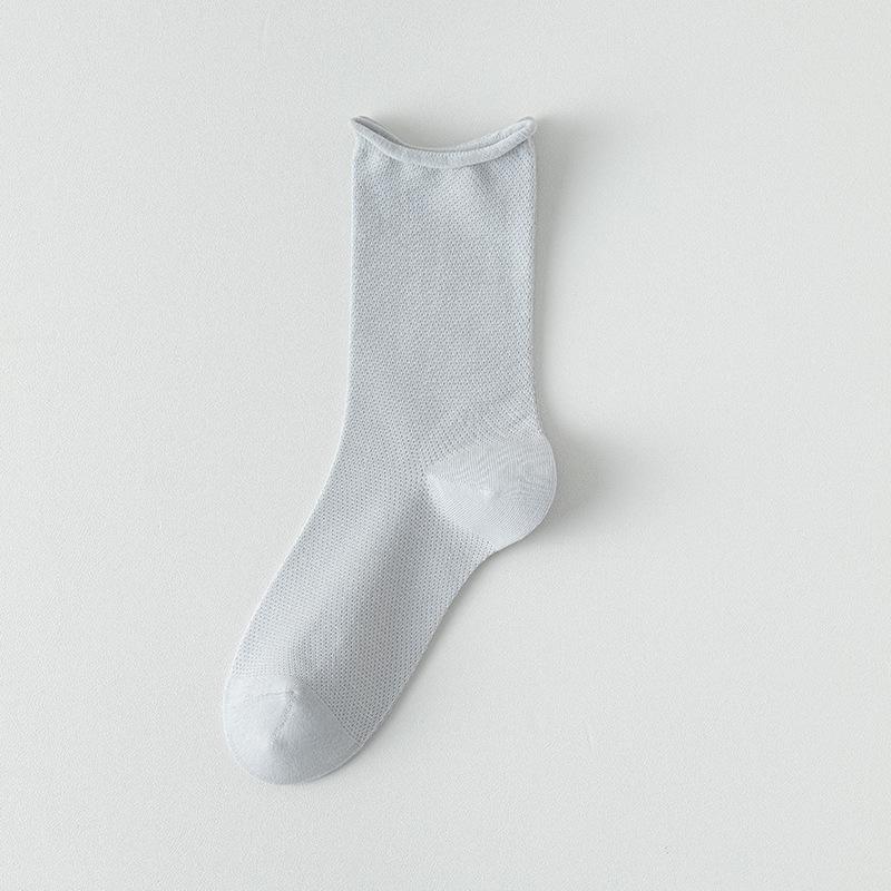 Female Spring and Autumn Pure Cotton Sweat Absorbing Boneless Loose Mouth In The Tube Pile Socks