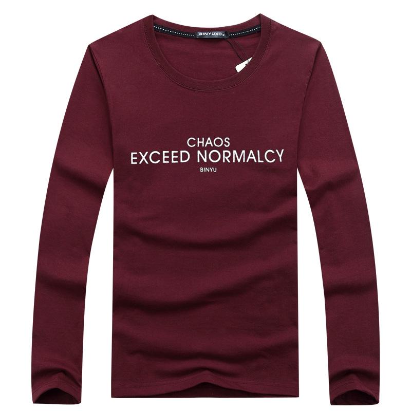 

Мужская мультяшная футболка с круглым вырезом и длинным рукавом, осень 2025 4XL вино красного